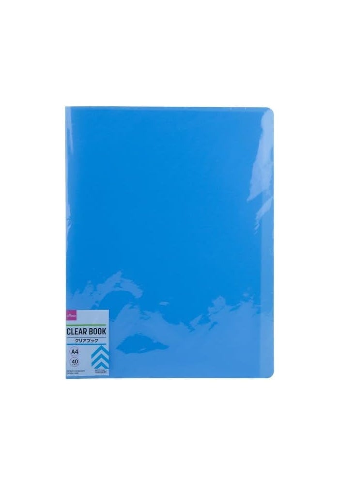 DAISO A4 Clear Book, Blue with 40 Pockets